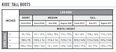 Ariat Contour Field Boot Size Chart