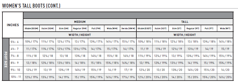 Ariat Field Boot Size Chart