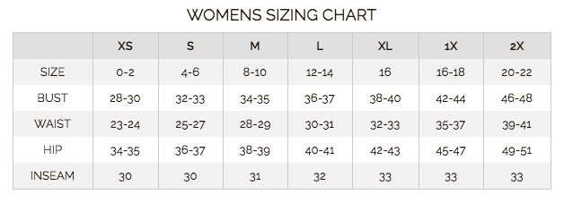 Tailored Sportsman Size Chart