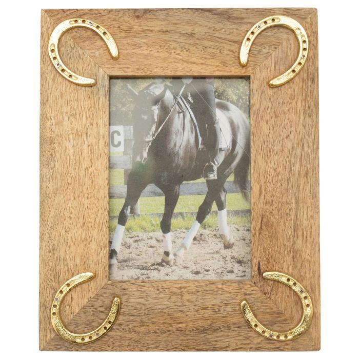 Wooden Picture Frame with Gold Horse Shoes (5 x 7)