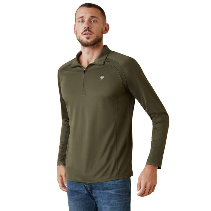 Ariat Men's Sunstopper - 1/4 Zip LS Baselayer Shirt (Solid Colors)