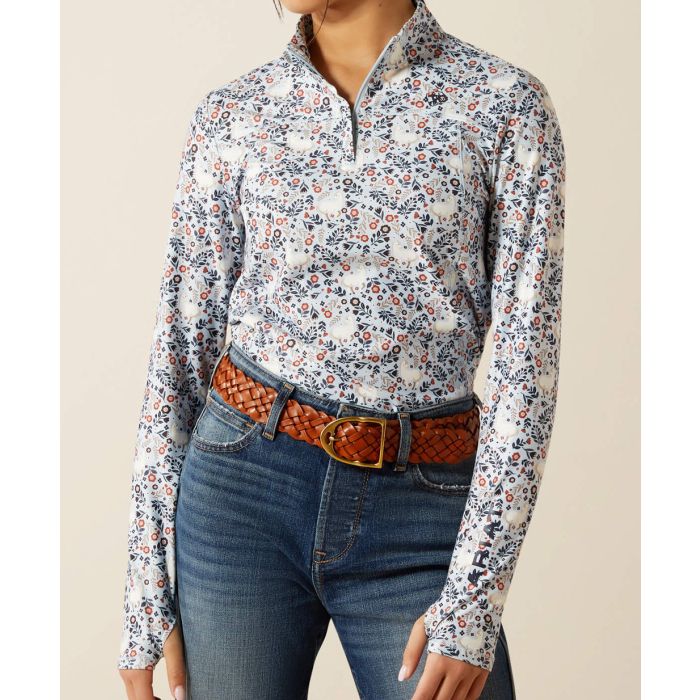 Ariat Ladies Lowell 3.0 1/4 Zip Baselayer Print Long Sleeve Shirt - 5