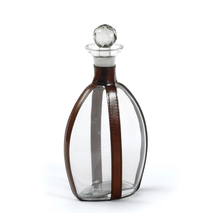 Equestrian Brown Leather Strapping Quogue Decanter