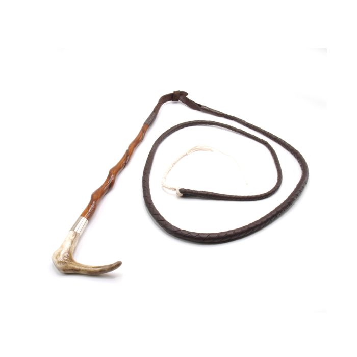 Fleck Rootwood Laquered Hunt Whip with Real Stag Antler