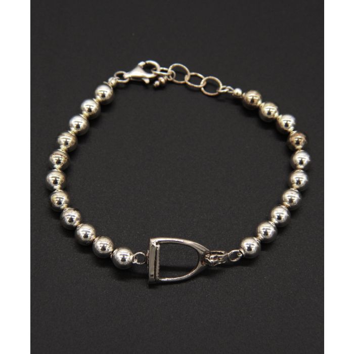 Loriece Silver Stirrup & Bead Bracelet