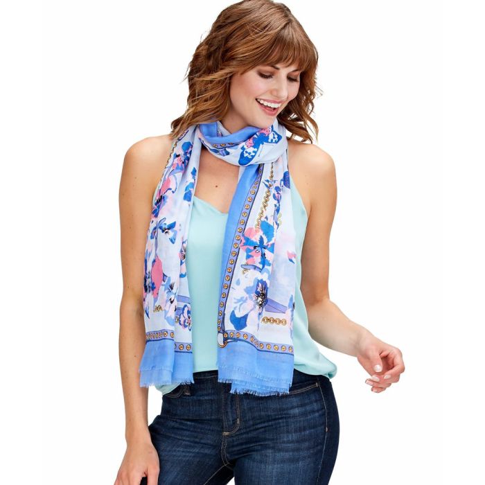 Two's Company Butterfly and Flower Print Scarf