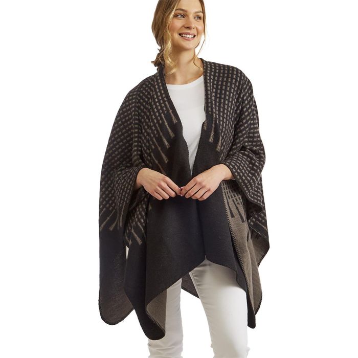Two's Company Double Exposure Reversible Wool Like Cape