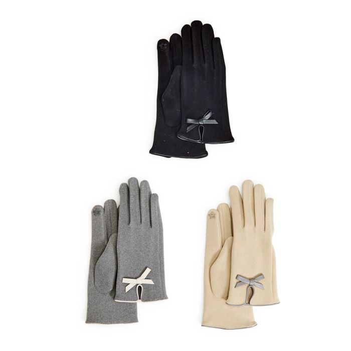 Two's Company Micro Suede Glove With Bow Detail