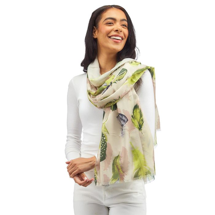 Twos Company Feather Printed Scarf