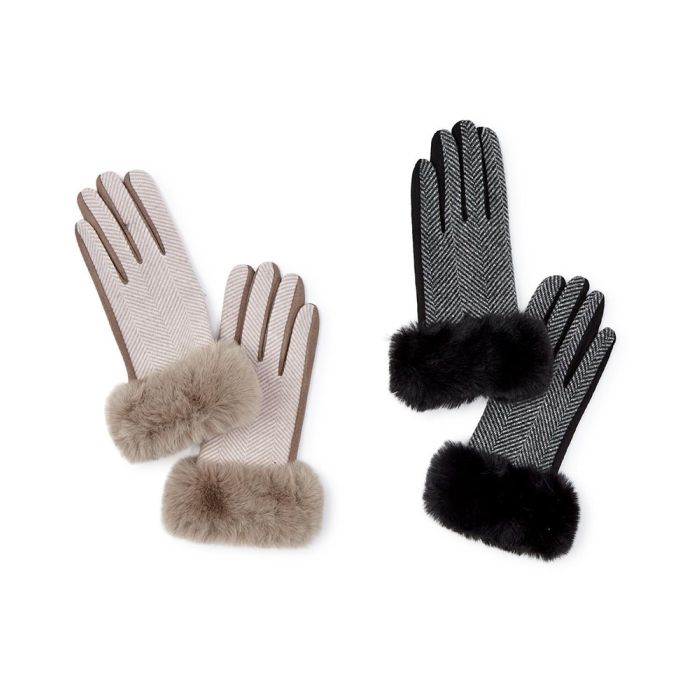 Two's Company Herringbone Glove With Super Soft Micro Suede Trim