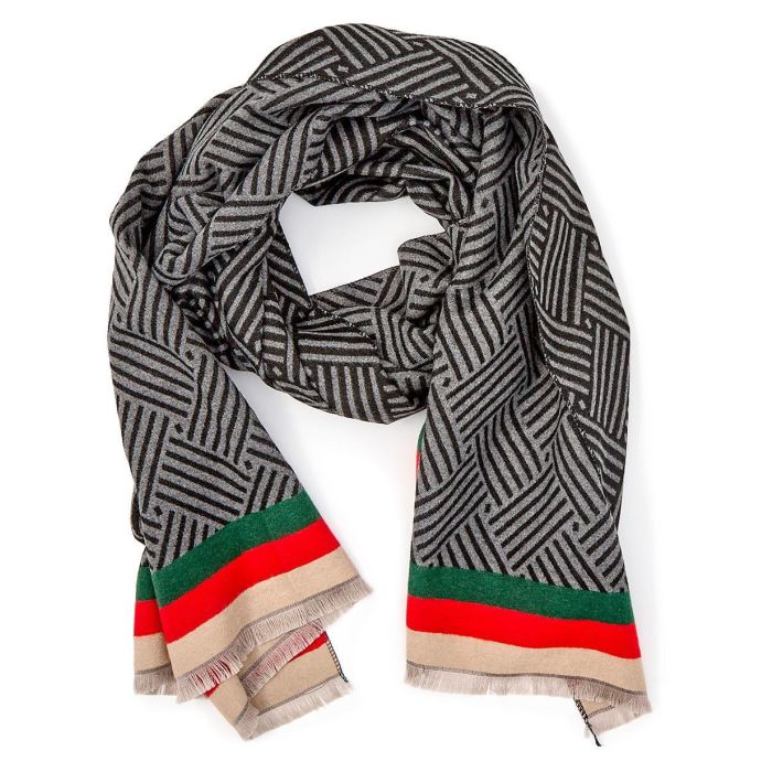 Two's Company Elite Reversible Scarf W/ Faux Woven Design