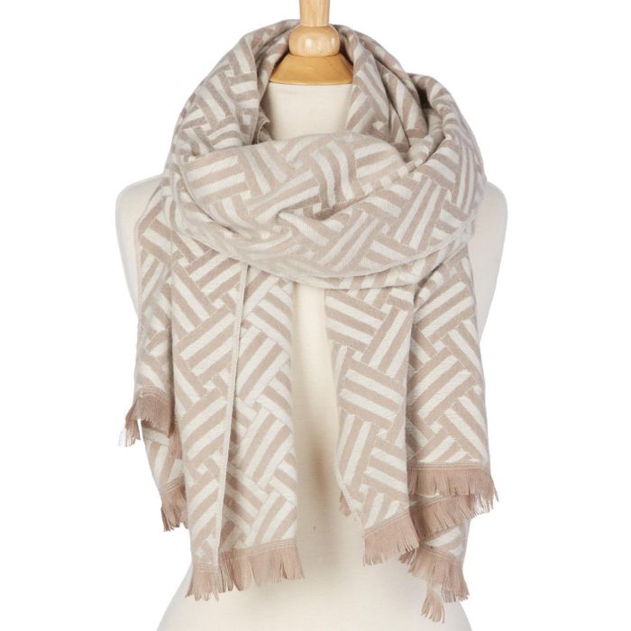 Two's Company Prestigious Woven Double Sided Scarf W/ Eyelash Fringe