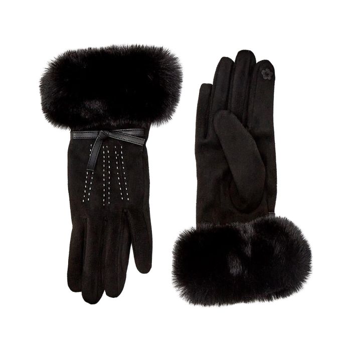 Two's Company Cashmere Feel Gloves With Plush Faux Fur Cuff