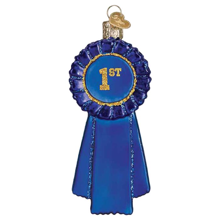 Kelley And Company Glass Blue Ribbon Ornament