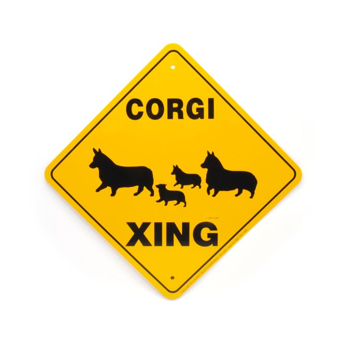 Noble Beast Pembroke Corgi X-ing Aluminum Sign (12" x 12")