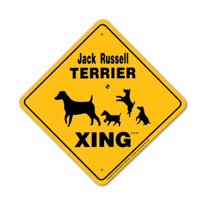 Noble Beast Jack Russell Terrier X-ing Aluminum Sign (12" x 12")