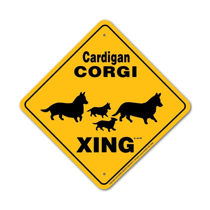 Nobel Beast Cardigan Corgi X-ing Sign (12" x 12")
