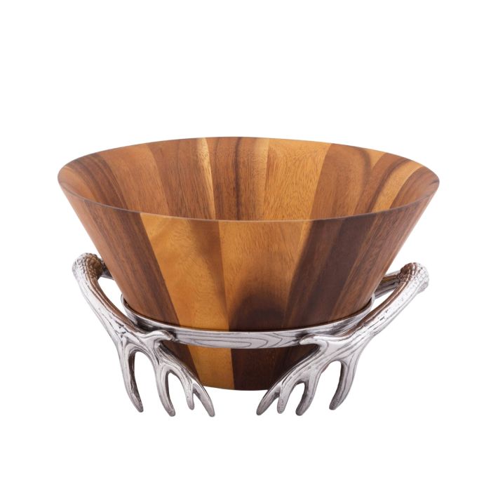 Arthur Court Antler Wood Salad Bowl