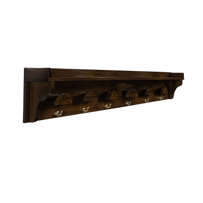 Horse Fare Products Wooden Rack & Shelf For 6 Bridles w/Brass Hooks
