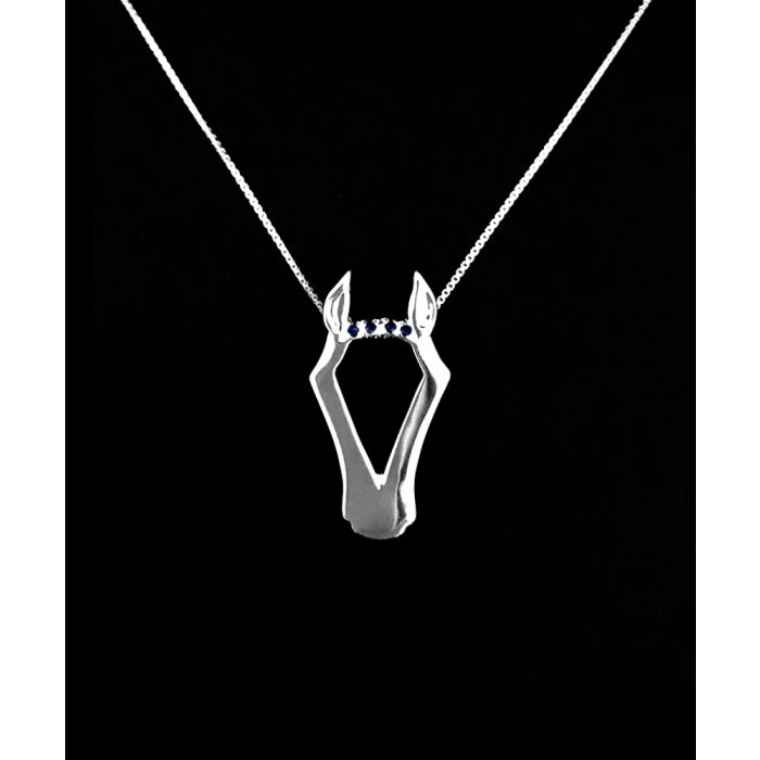 Loriece Horse Head Slide Necklace with Blue Spinel