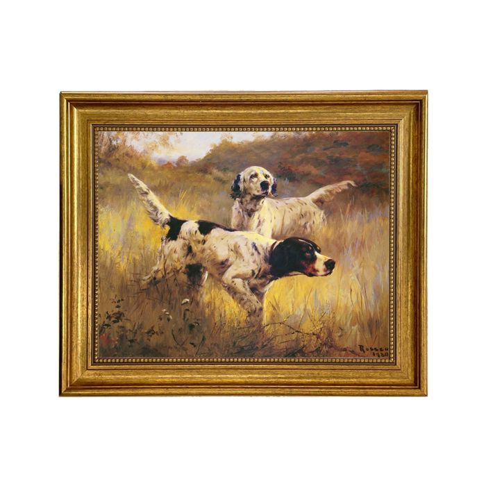 Madison Bay Co. English Setters Painting Print On Gold Frame Canvas (5 X 6)