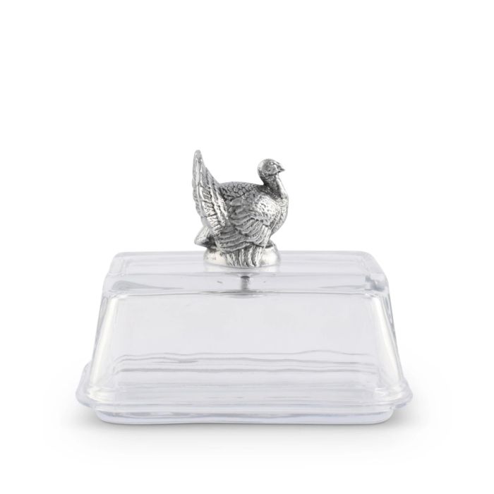 Arthurt Court Glass Turkey Butter Dish