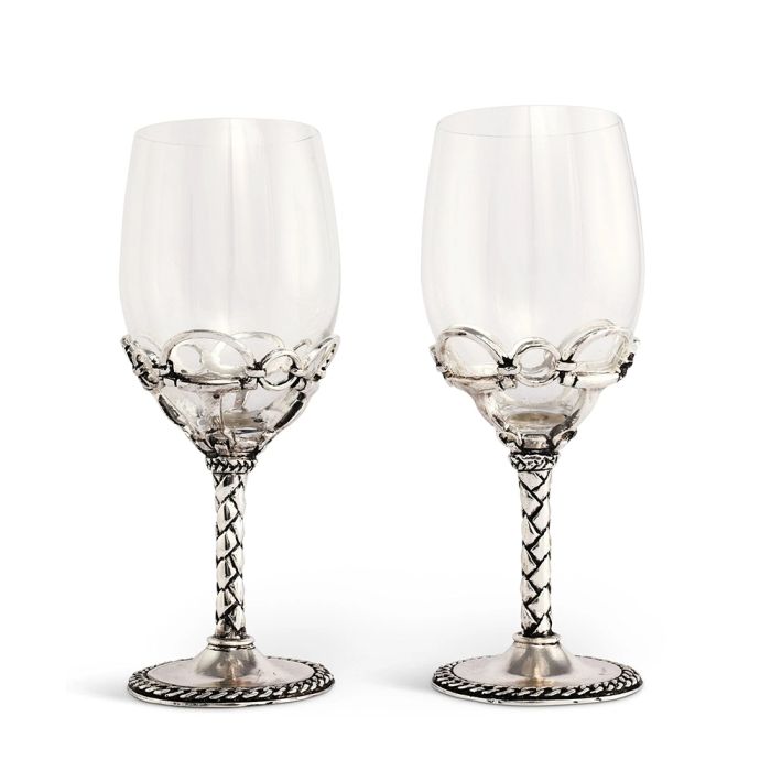 Arthur Court Equestrian Wine Glasses Pair