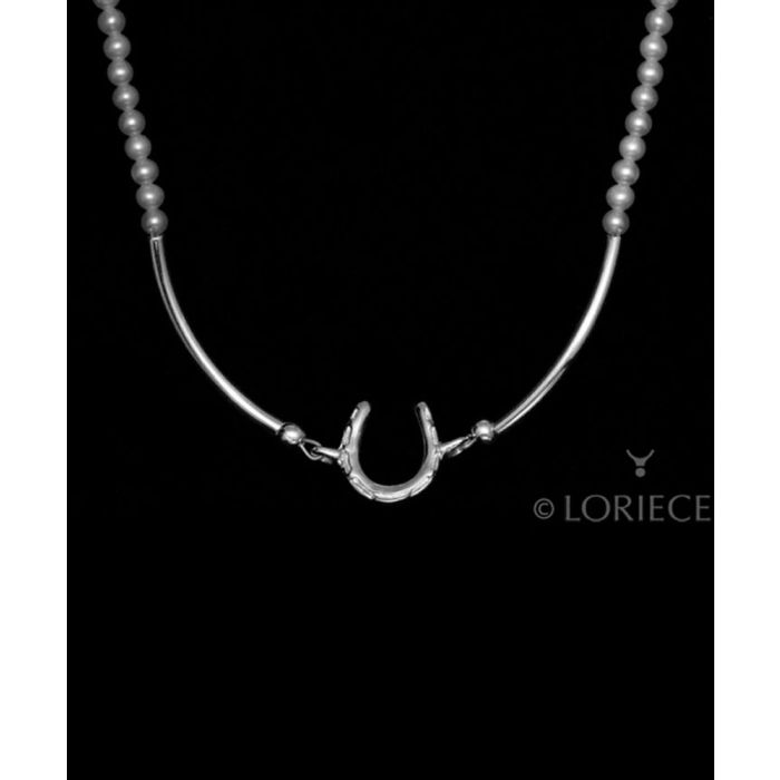 Loriece White Pearl Horseshoe Necklace