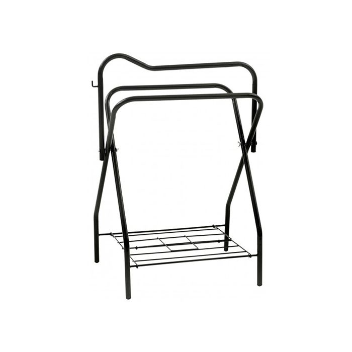 Portable Folding Metal Saddle Stand/Rack with Metal Bottom Shelf