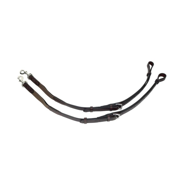 Nunn Finer Havana Color Leather Side Reins with Elastic & with Zinc- Pony Size