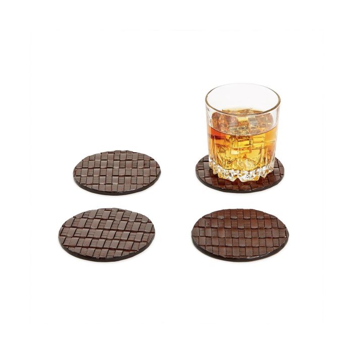 Two's Company Chestnut Woven Coasters - Set of 4