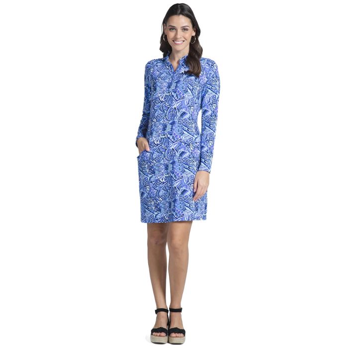 IBKUL Ladies Long Sleeve Mock Neck Dress - Print (2023)