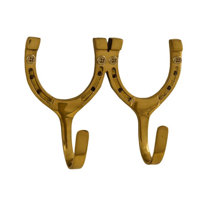 Horse Fare Products Brass Horseshoe Hook-Double