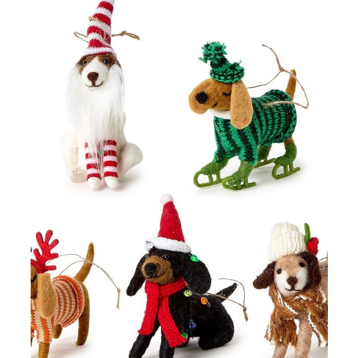 Two's Company Deck The Paws Felt Dog Ornament (Sold Individually)