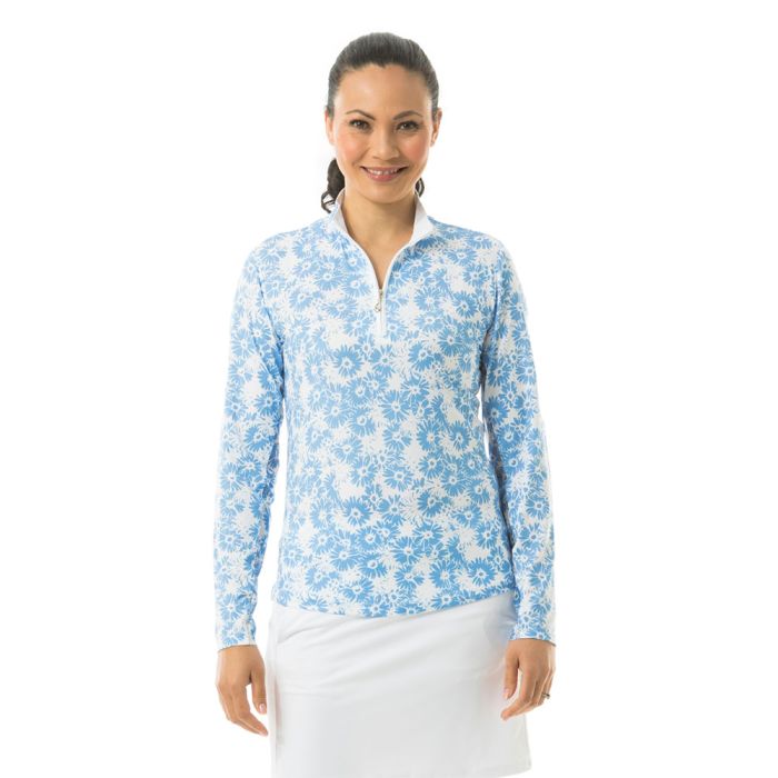 Sansoleil Solcool Long Sleeve Print Mock Shirt - Classic Fit