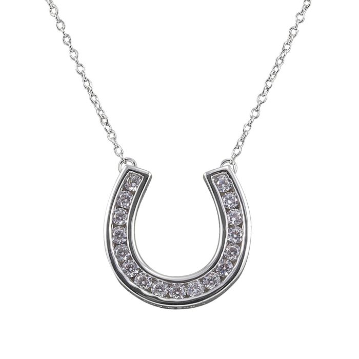 Kelly Herd Sterling Silver Contemporary Pavé Horseshoe Necklace