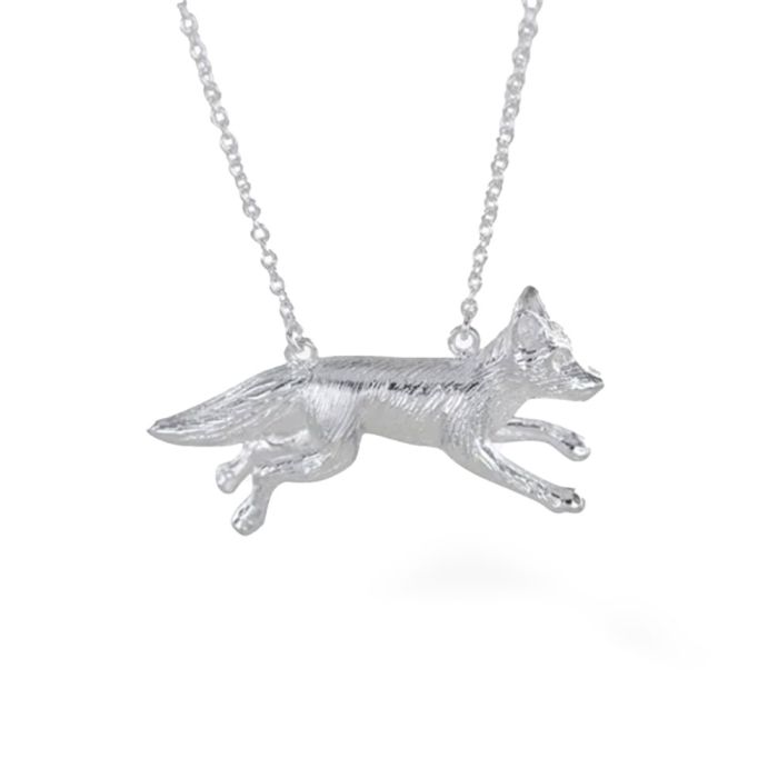 Awesome Artifacts Sterling Silver Running Fox Necklace