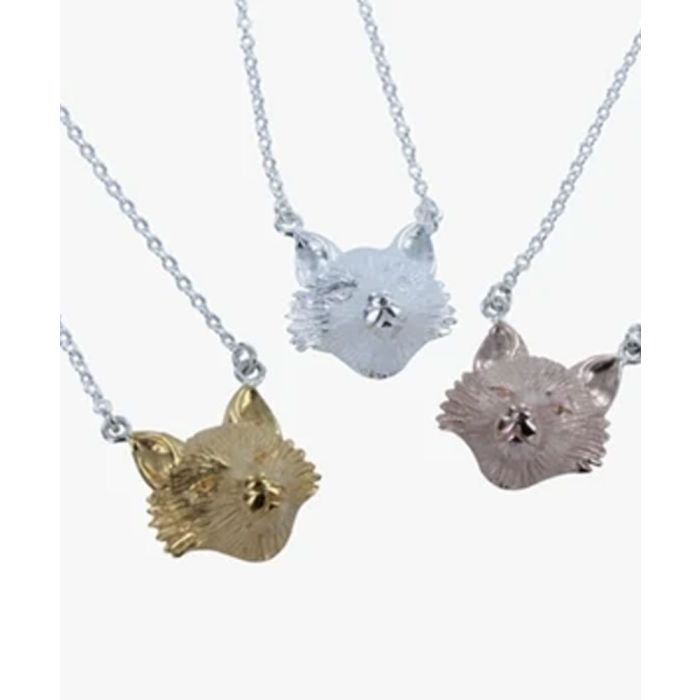 Awesome Artifacts Sterling Silver, Gold and Rose Gold Vermeil Fox Necklace