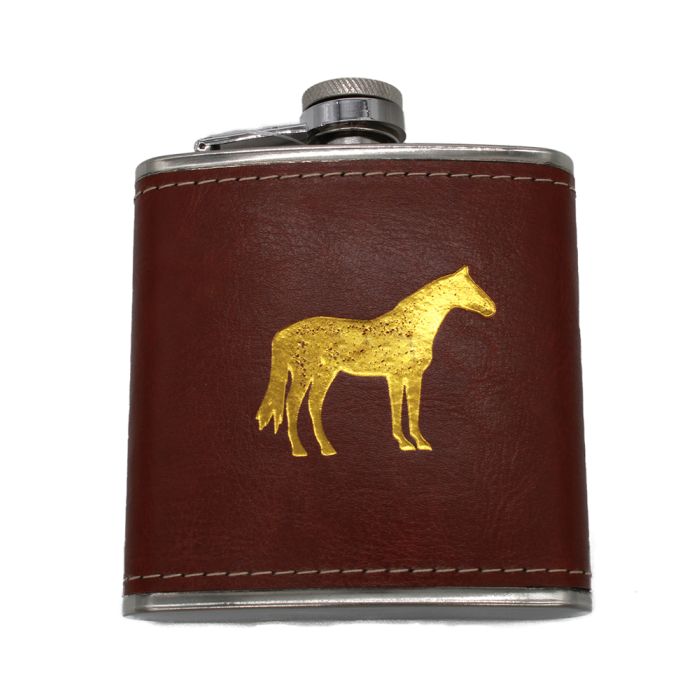 Barrel Down Douth Leather Wrapped Embossed Flask