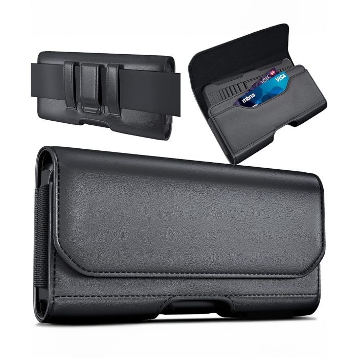 Belt Cell Phone Holder Case W/ Clip, Pouch & ID Slot (Fits Multiple Phone Types)