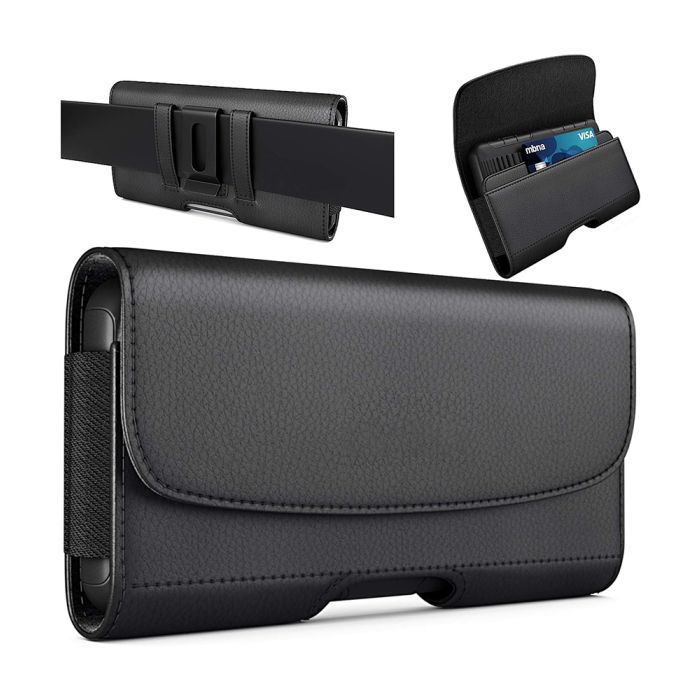 Belt Cell Phone Holder Case W/ Clip, Pouch & ID Slot (Fits Multiple Phone Types)