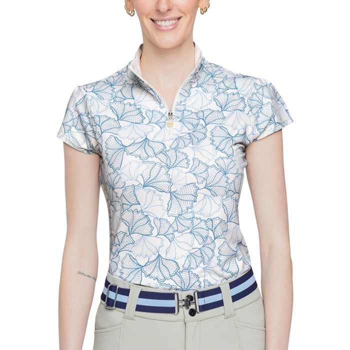 Kastel Ladies Shirred Cap Sleeve 1/4 Zip Sunshirt - 5