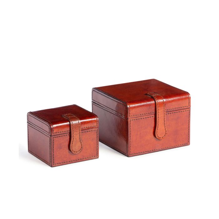 Park Hill Leather Valet Storage Boxes