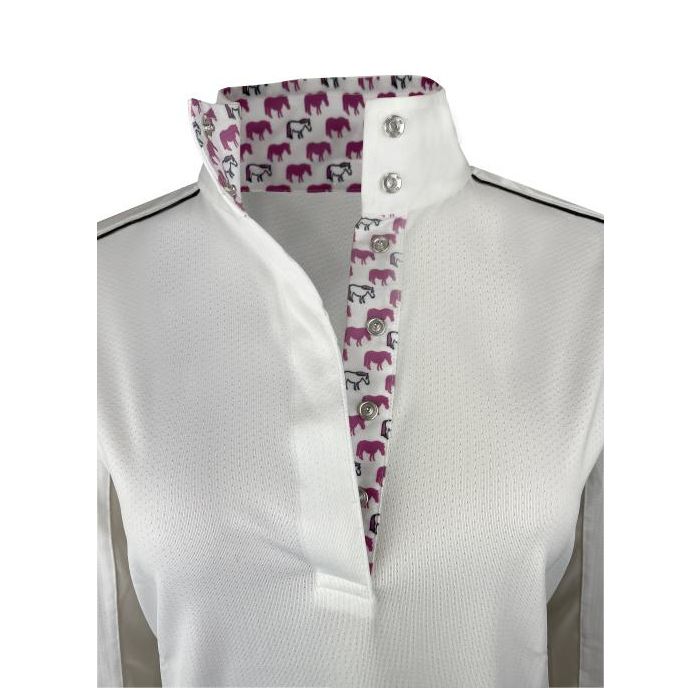 Essex Peeps Ladies Talent Yarn Straight Collar Show Shirt With Shoulder Piping