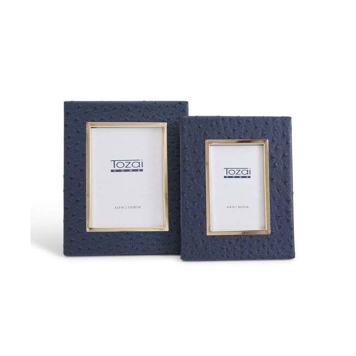 Two's Company Navy Ostrich Photo Frame