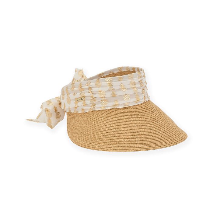 Sun N Sand Paperbraid Ladies Flamingo Ribbon Visor