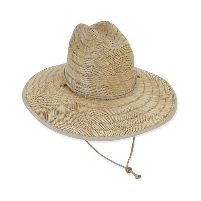 Sun N Sand Rush Straw Hat With Cotton Brim & Chin Cord