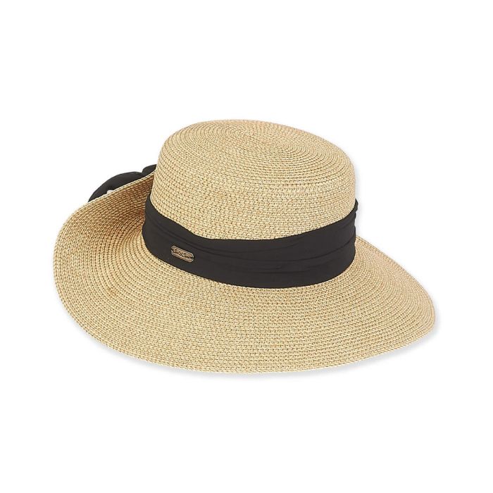 Sun N Sand Paper Braid Backless Hat With Metallic Lurex & Ribbon