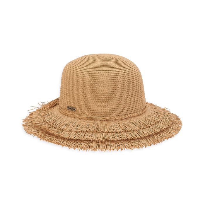 Sun N Sand Paper Braid Bucket Hat With Frayed Brim