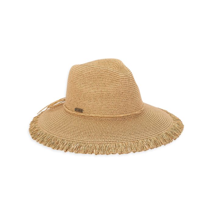 Sun N Sand Paper Braid Safari Hat With Fringed Brim Edges - 4" Brim